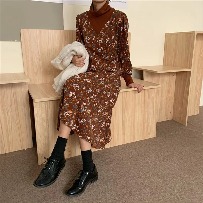 Women Long Sleeve Dress Fake 2 Pieces Womens Outwear Elegant Floral Oversize 3XL Turtleneck Basic All-match Date Trendy Ins Chic
Women Long Sleeve Dress Fake 2 Pieces Womens Outwear Elegant Floral Oversize 3XL Turtleneck Basic All-match Date Trendy Ins Chic