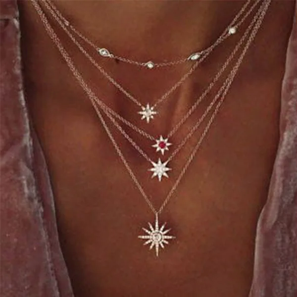 Новинка 2019 богемное многоэлементное Кристальное ожерелье s для женщин модное