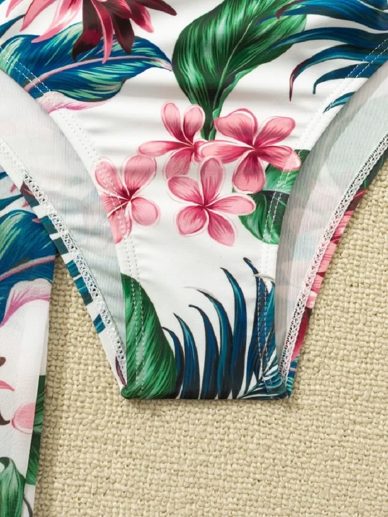 Woman Swimsuit Sexy Bikini Tropical Plants Print High Waisted Sexi Bikinis Swimwear Three-piece Sets Push-up Swimwear Beachwear 
Woman Swimsuit Sexy Bikini Tropical Plants Print High Waisted Sexi Bikinis Swimwear Three-piece Sets Push-up Swimwear Beachwear