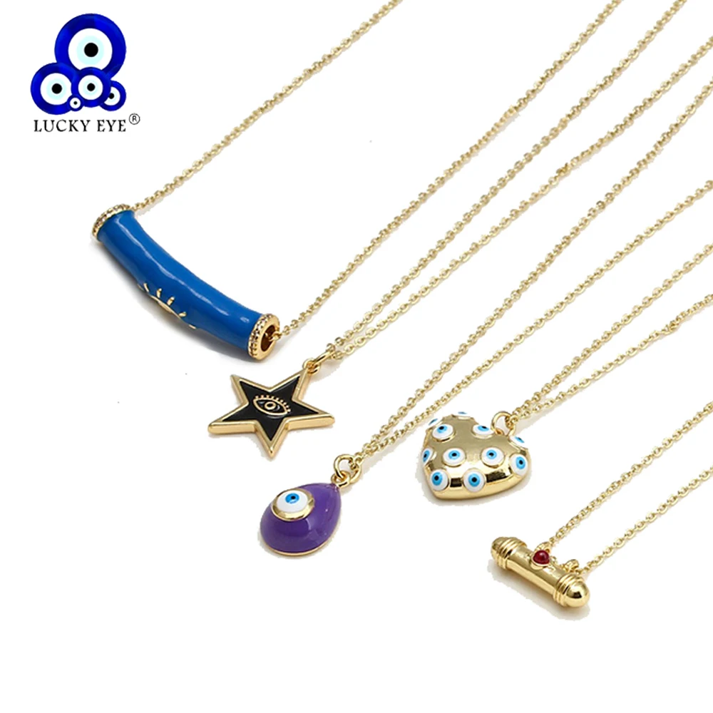Lucky Eye Colorful Turkish Evil Eye Necklace Copper Heart Star Round Pendant Necklace for Women Female Fashion Jewelry BE276
Lucky Eye Colorful Turkish Evil Eye Necklace Copper Heart Star Round Pendant Necklace for Women Female Fashion Jewelry BE276