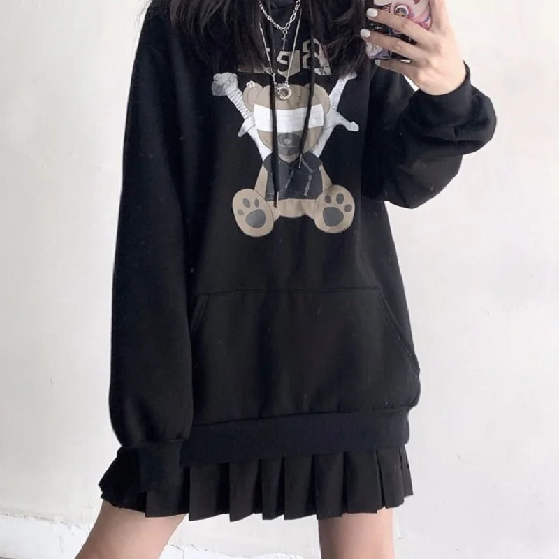 Punk style hoodie fun cartoon bear print gothic women's hooded sweatshirt Korean loose kawaii women's hoodie Harajuku Streetwear
Punk style hoodie fun cartoon bear print gothic women's hooded sweatshirt Korean loose kawaii women's hoodie Harajuku Streetwear