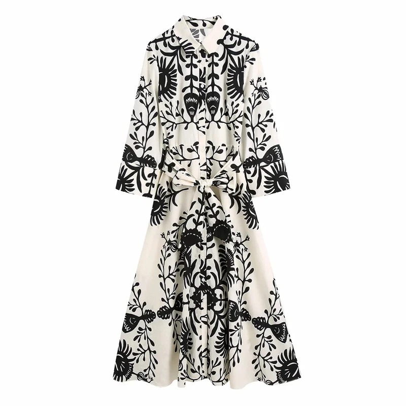 Fashion printed shirt dress Lapel Seven points Sleeve Summer Women's Dress 2021 Casual Chic Loose Female Clothing Robe Dresses Z
Fashion printed shirt dress Lapel Seven points Sleeve Summer Women's Dress 2021 Casual Chic Loose Female Clothing Robe Dresses Z