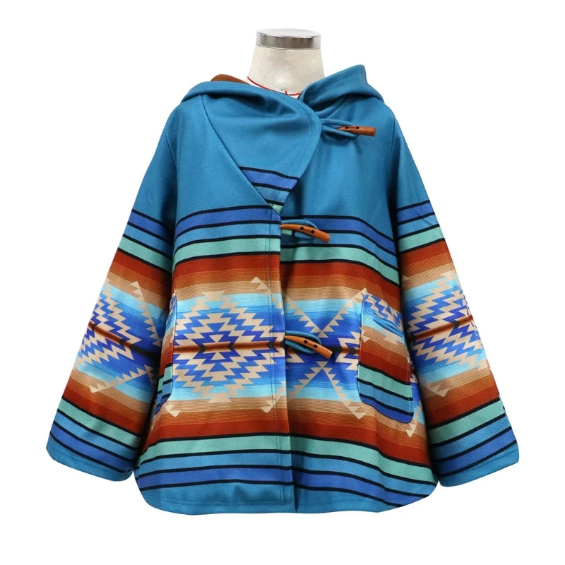 2021 Long sleeve Hoodie printed woolen coat