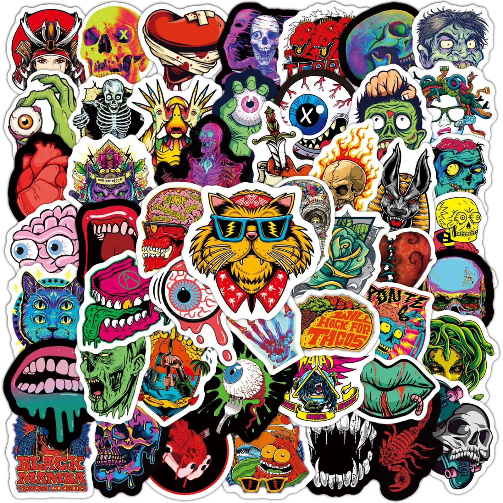 10/50/100PCS Halloween Horror Graffiti Stickers Vinyl Motorcycle Skateboard Guitar Laptop Waterproof PVC Sticker Decal Kid Toy
10/50/100PCS Halloween Horror Graffiti Stickers Vinyl Motorcycle Skateboard Guitar Laptop Waterproof PVC Sticker Decal Kid Toy