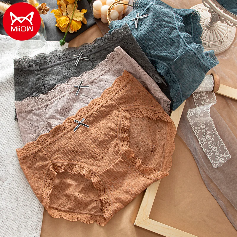 MiiOW 3PCS Ladies Panties Antique Lace Hollow Breathable Women‘s Briefs Sexy Female Underpants Cotton Antibacterial Inner Crotch 
MiiOW 3PCS Ladies Panties Antique Lace Hollow Breathable Women‘s Briefs Sexy Female Underpants Cotton Antibacterial Inner Crotch