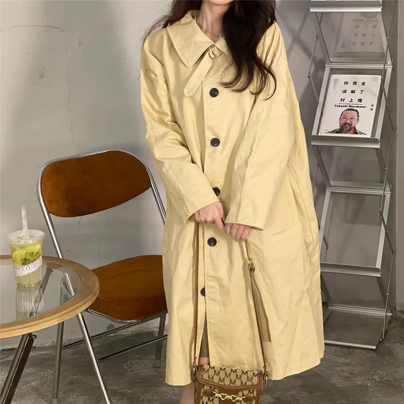 Женская однобортная ветровка Alien Kitty, однотонный свободный тренчкот средней длины с отложным воротником в Корейском стиле, осень 2021
Женская однобортная ветровка Alien Kitty, однотонный свободный тренчкот средней длины с отложным воротником в Корейском стиле, осень 2021