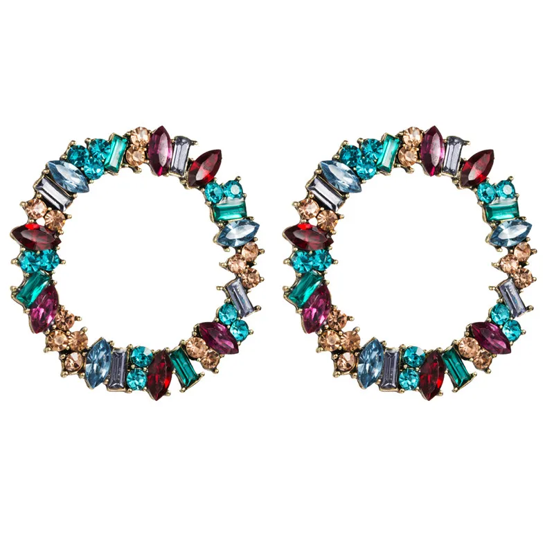 Фото Модные разноцветные Круглые серьги гвоздики в форме спирали с вырезами женские