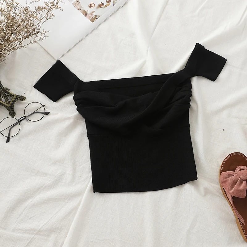 Summer Women Clothes Tees Top Slash Neck Sleeveless Cropped Tops Tshirts Mujer Solid Color Blouse Polyester Loose Harajuku Femme 
Summer Women Clothes Tees Top Slash Neck Sleeveless Cropped Tops Tshirts Mujer Solid Color Blouse Polyester Loose Harajuku Femme