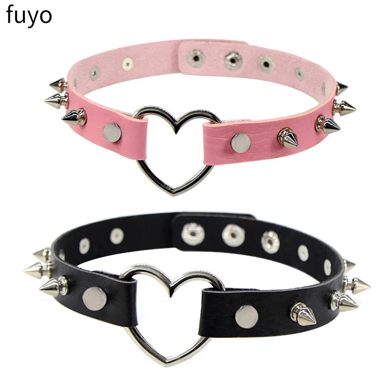 New Spike Rivet Gothic Pink Black Punk Rock Sexy Gothic Collar Chokers Women Men Steampunk Leather Heart Punk Choker Necklace 
New Spike Rivet Gothic Pink Black Punk Rock Sexy Gothic Collar Chokers Women Men Steampunk Leather Heart Punk Choker Necklace