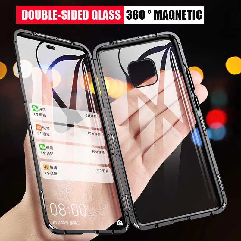 

HD Double-Sided Glass 360 Magnetic Metal Case For Huawei P30Pro P30 P20Pro P30Lite P20 P40Lite Psmart Honor8X 20 20Pro Cover