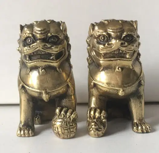 7.5 cm Lucky Chinese Brass Fengshui Spirit Door Guardion Foo Fu Dog Lion Statue Pair
7.5 cm Lucky Chinese Brass Fengshui Spirit Door Guardion Foo Fu Dog Lion Statue Pair