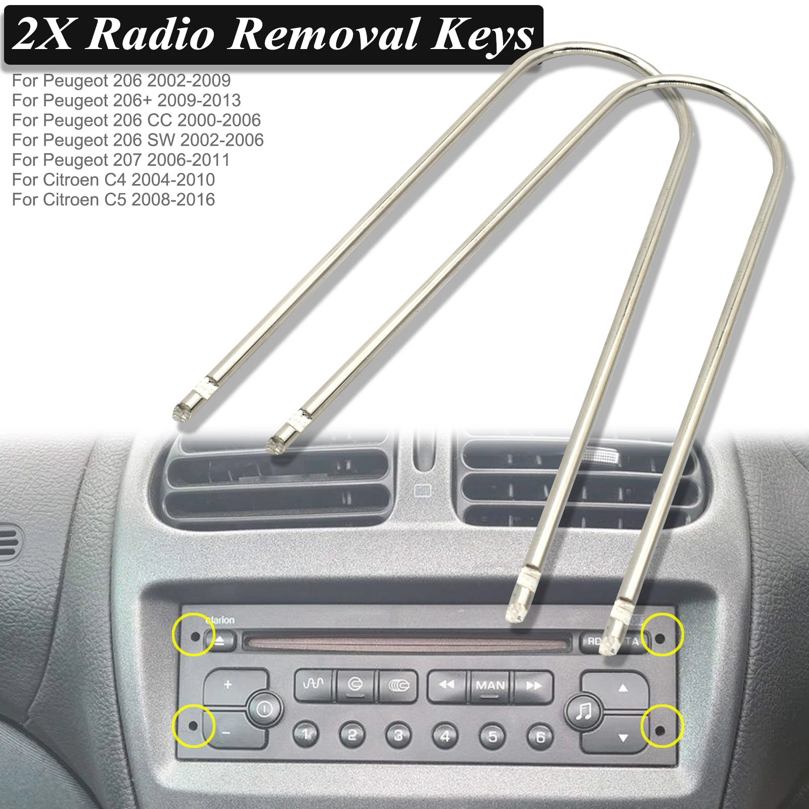 2pcs Car Stereo Radio Removal Keys Vehicle CD Disassembly Changer Tools For Citroen C4 C5 Peugeot 206 Auto Accessories U-shaped
2pcs Car Stereo Radio Removal Keys Vehicle CD Disassembly Changer Tools For Citroen C4 C5 Peugeot 206 Auto Accessories U-shaped
