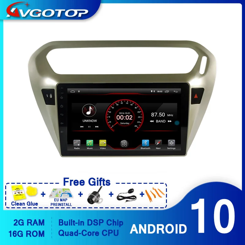 AVGOTOP Android 10 Bluetooth GPS автомобильное радио DVD плеер для CITROEN ELYSEE/PEUGEOT 301|Автомагнитолы| |