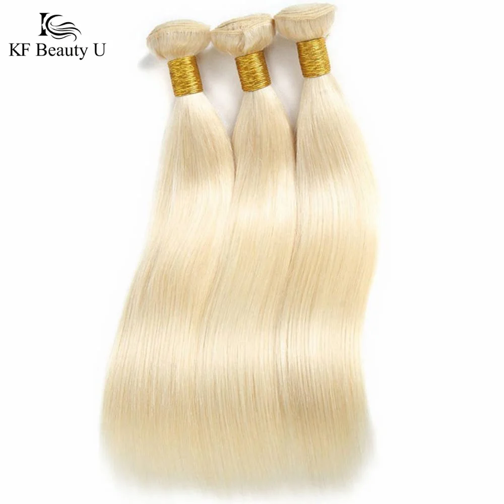 

613 Straight Human Hair Bundles Honey Blonde Hair Weaves Indian Virgin Hair Can Be Dyed 3/4 PCS