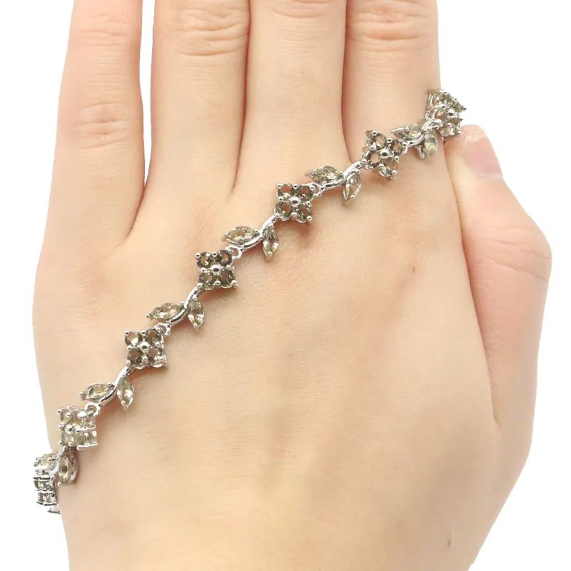 18x9mm Beautiful Creatd Rich Blue Aquamarine White Bright Zircon Smokey Topaz For Women Silver Bracelet 7.75-8.75inch
18x9mm Beautiful Creatd Rich Blue Aquamarine White Bright Zircon Smokey Topaz For Women Silver Bracelet 7.75-8.75inch