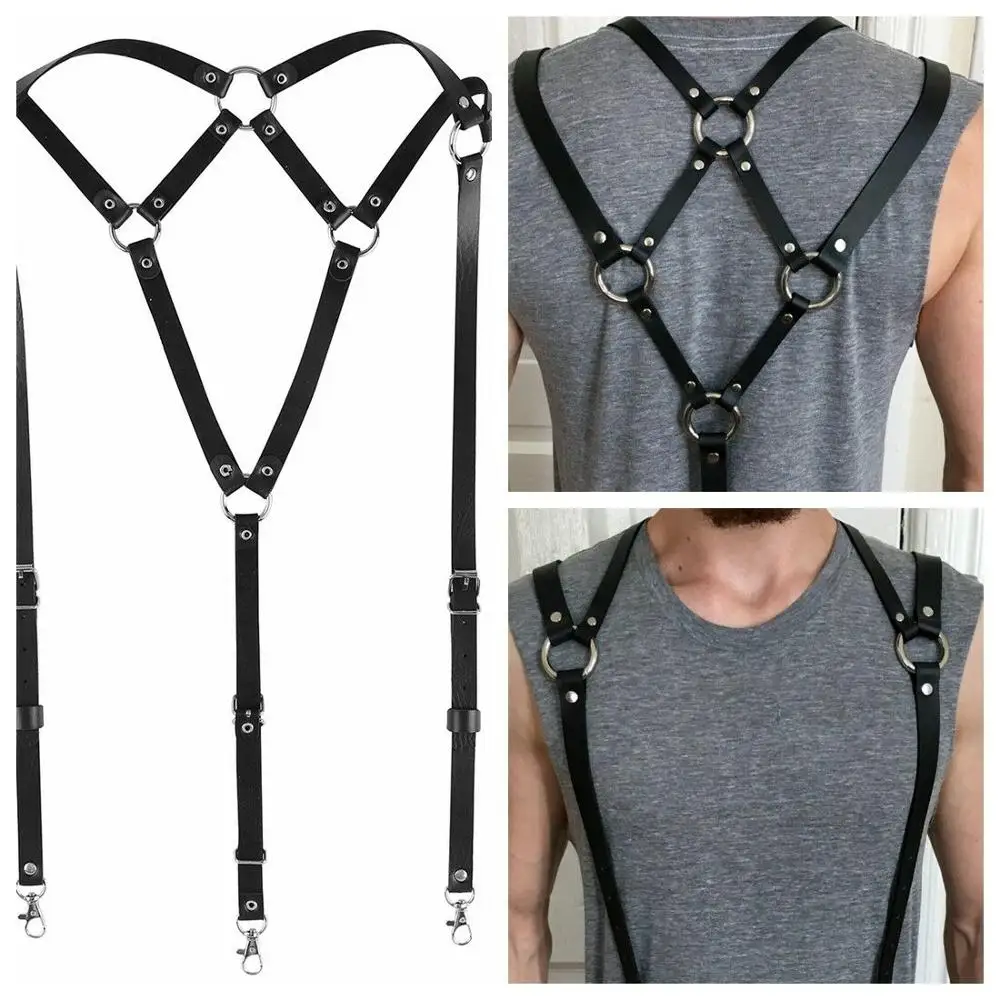 Black Muscle Men Faux Leather Body Harness Strap Suspenders Garter Belt Punk Fetish Costume
Black Muscle Men Faux Leather Body Harness Strap Suspenders Garter Belt Punk Fetish Costume