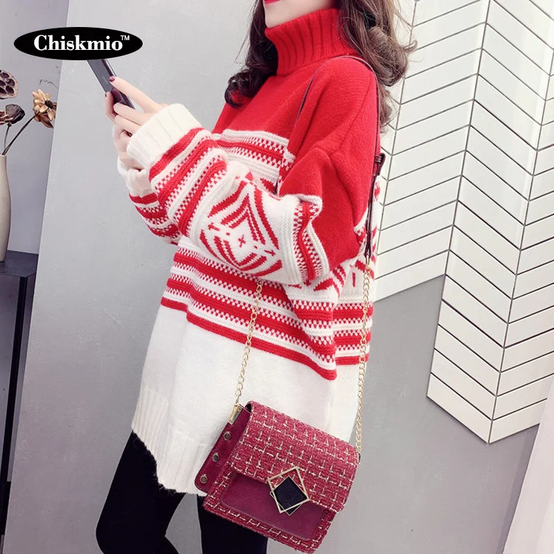 Long Geometric Knitted Sweater Women's Warm Turtleneck Pullover Loose Cable Knitting Tops Winter Clothes Women Knitwear Harajuku
Long Geometric Knitted Sweater Women's Warm Turtleneck Pullover Loose Cable Knitting Tops Winter Clothes Women Knitwear Harajuku
