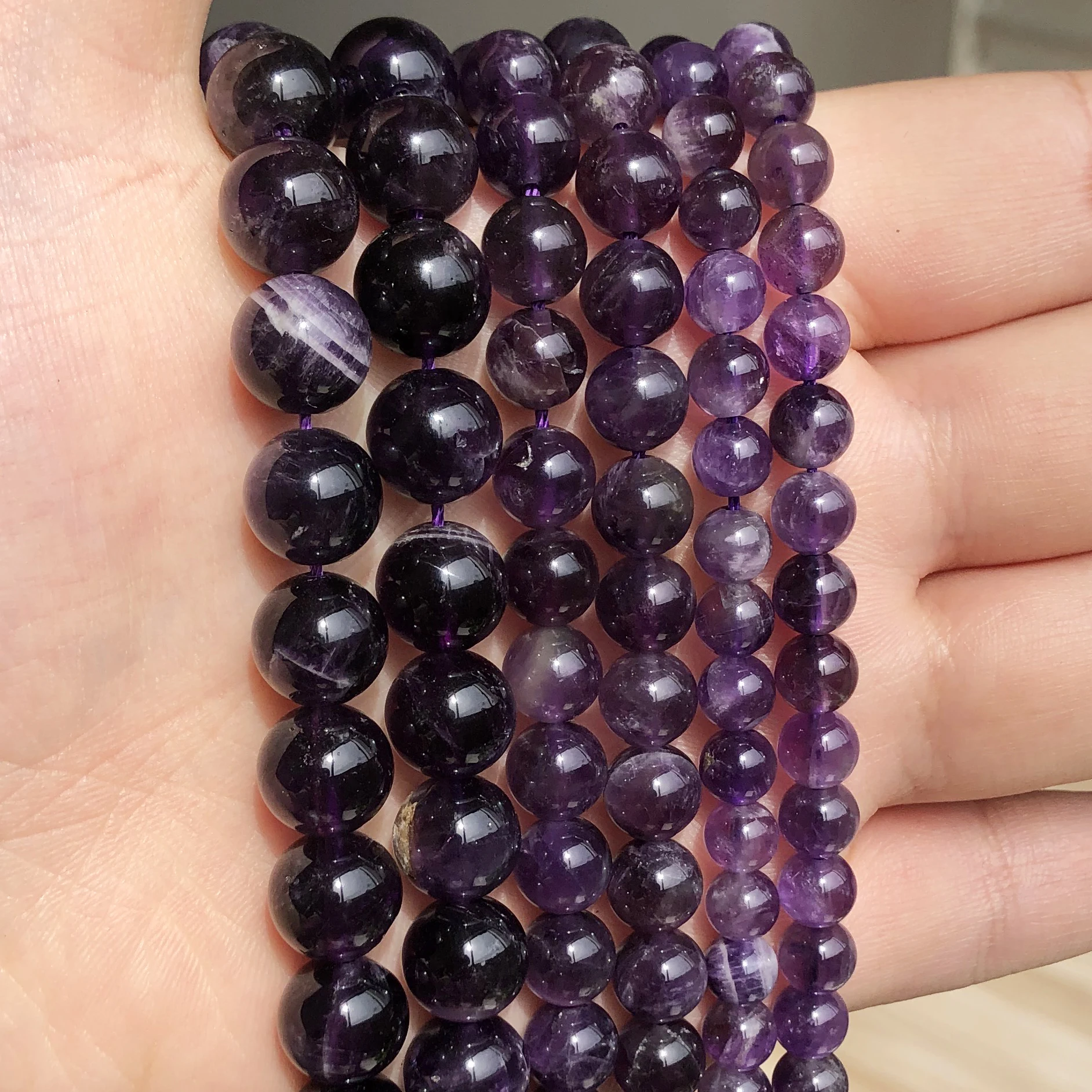 Natural Amethysts Purple Crystal Round Loose Stone Beads For Jewelry Making 15.5" Pick Size 4/6/8/10/12 mm DIY Bracelet Necklace
Natural Amethysts Purple Crystal Round Loose Stone Beads For Jewelry Making 15.5" Pick Size 4/6/8/10/12 mm DIY Bracelet Necklace