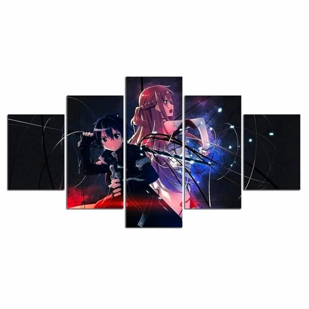 5 Wall-Mounted Art Canvas Anime Manga Pictures Kirito And Asuna Character Posters Modern Wall-Mounted Prints Home Decoration Liv 
5 Wall-Mounted Art Canvas Anime Manga Pictures Kirito And Asuna Character Posters Modern Wall-Mounted Prints Home Decoration Liv