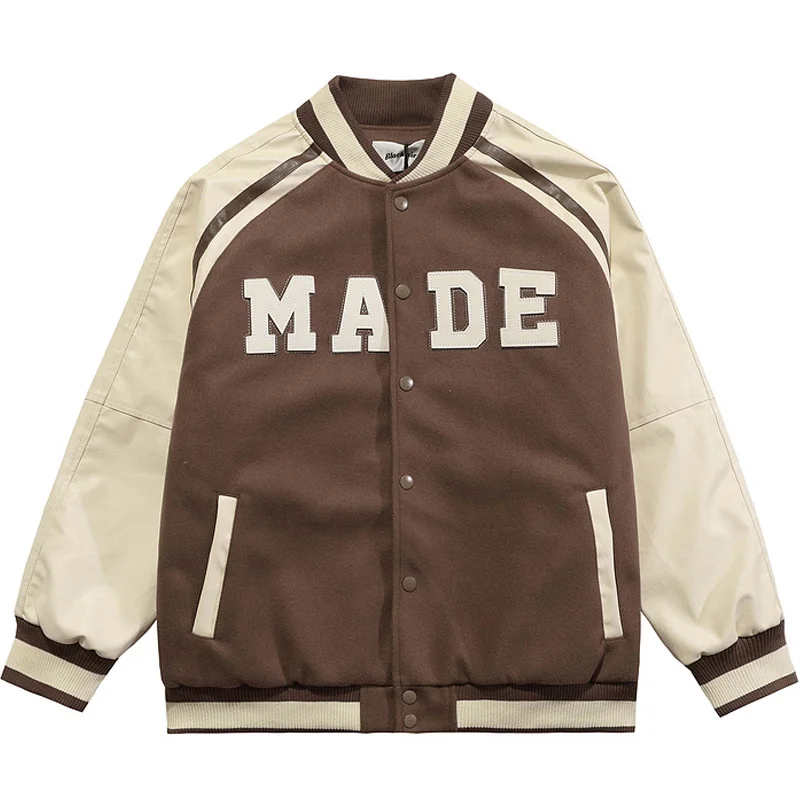 Mens PU Leather Patchwork Baseball Jacket Oversize Vintage Varsity Streetwear Unisex Winter Harajuku Letter Patch Jackets Tops
Mens PU Leather Patchwork Baseball Jacket Oversize Vintage Varsity Streetwear Unisex Winter Harajuku Letter Patch Jackets Tops