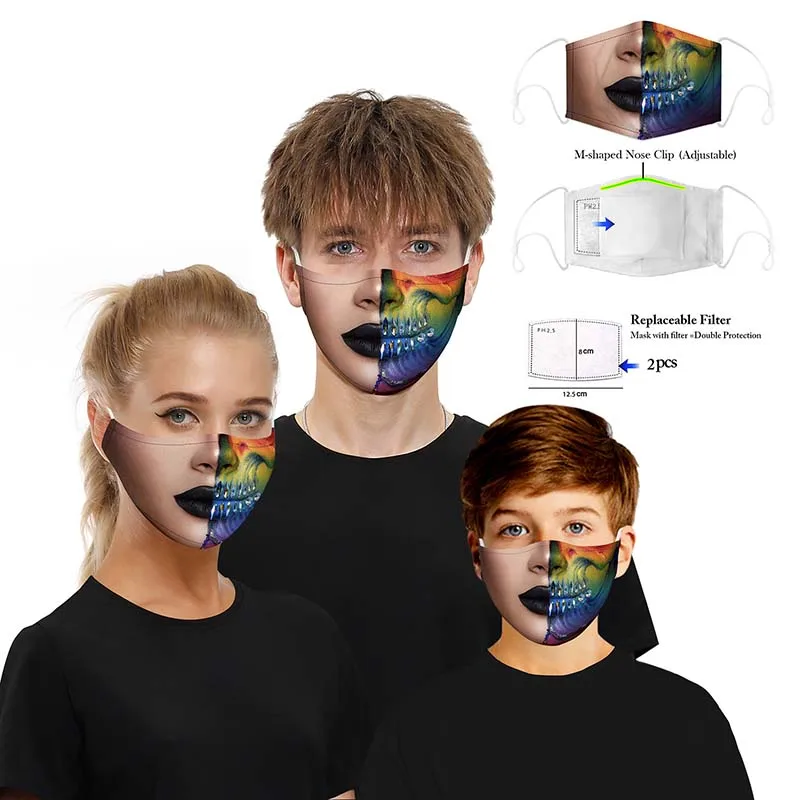 3D Printed 5 layers filter Protective Mask for adult children Dustproof masque Animal Starry sky printed Filter mascarillas | Аксессуары