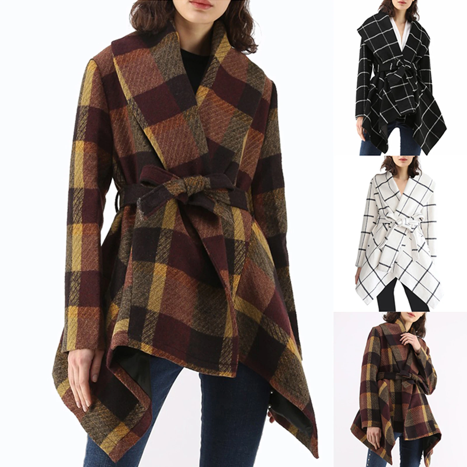 New Hot Sale Fashion Women's Turn Down Collar Wool Blend Shawl Coat, Fall Winter Fleece Plaid Outerwear Long sleeve Warm Wear
New Hot Sale Fashion Women's Turn Down Collar Wool Blend Shawl Coat, Fall Winter Fleece Plaid Outerwear Long sleeve Warm Wear