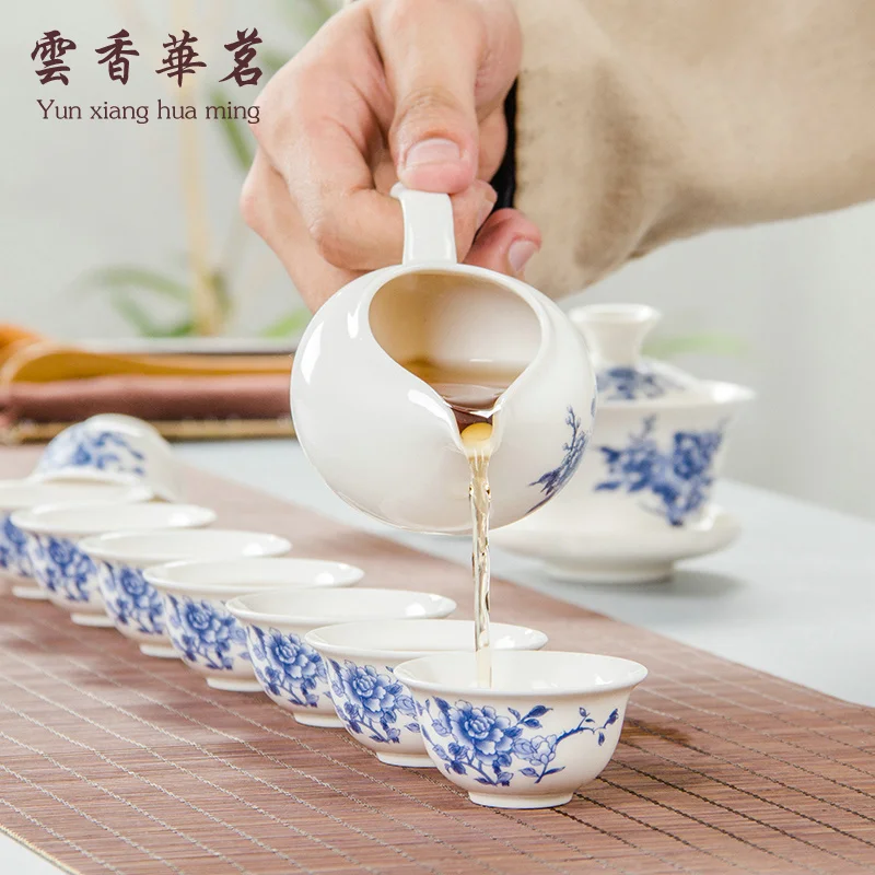 

Керамика простой чайный сервиз маленький китайский синий и белый фарфор чайные сервизы послеобеденный чай церемония Conjunto посуда для напит...