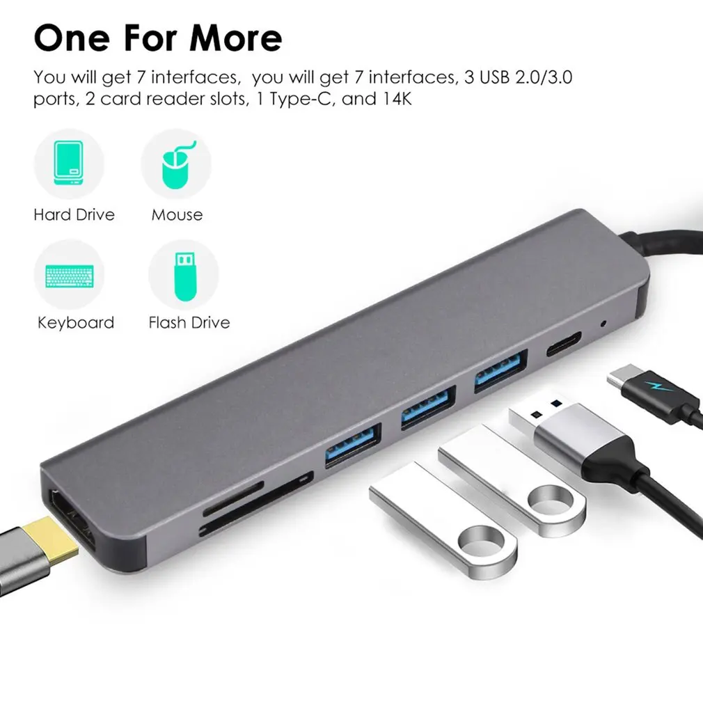 Usb 3.1 Type-C Hub 7 in 1 Hdmi-Compatibel Adapter 4K Thunderbolt 3 Usb C Tf Sd Reader slot Pd for Macbook Pro/Air/Huawei Mate
Usb 3.1 Type-C Hub 7 in 1 Hdmi-Compatibel Adapter 4K Thunderbolt 3 Usb C Tf Sd Reader slot Pd for Macbook Pro/Air/Huawei Mate