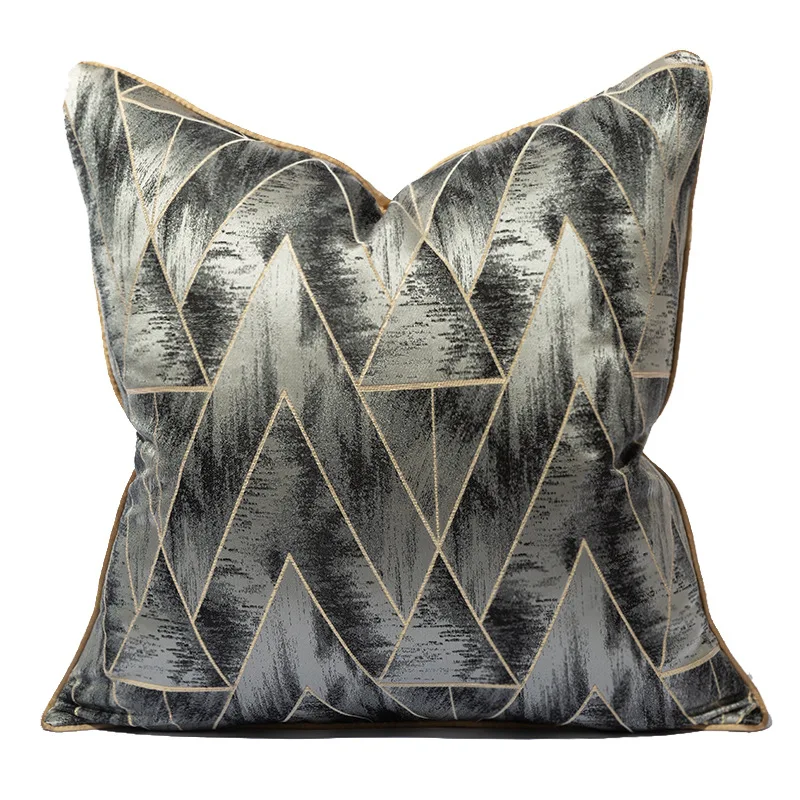 

30x50/45/50cm light luxury geometric lines cushion cover jacquard black grey pillowcase sofa waist pillow cover for backrest
