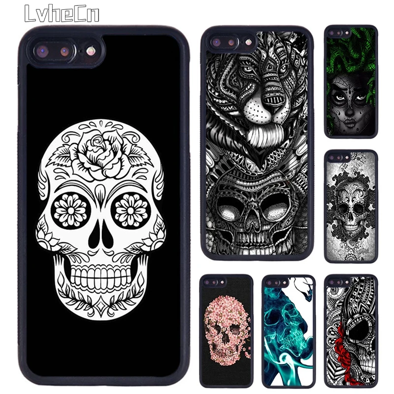 Роскошный чехол для телефона LvheCn с мексиканским сахарным черепом iPhone 5 6 S 7 8 Plus 11 12