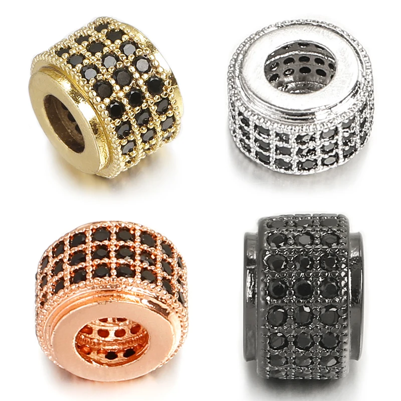 2pcs/lot Metal Brass Micro Pave Crystal CZ Cylinder Round Spacer Beads for Men Bracelet Making DIY Jewelry Accessories wholesale 
2pcs/lot Metal Brass Micro Pave Crystal CZ Cylinder Round Spacer Beads for Men Bracelet Making DIY Jewelry Accessories wholesale