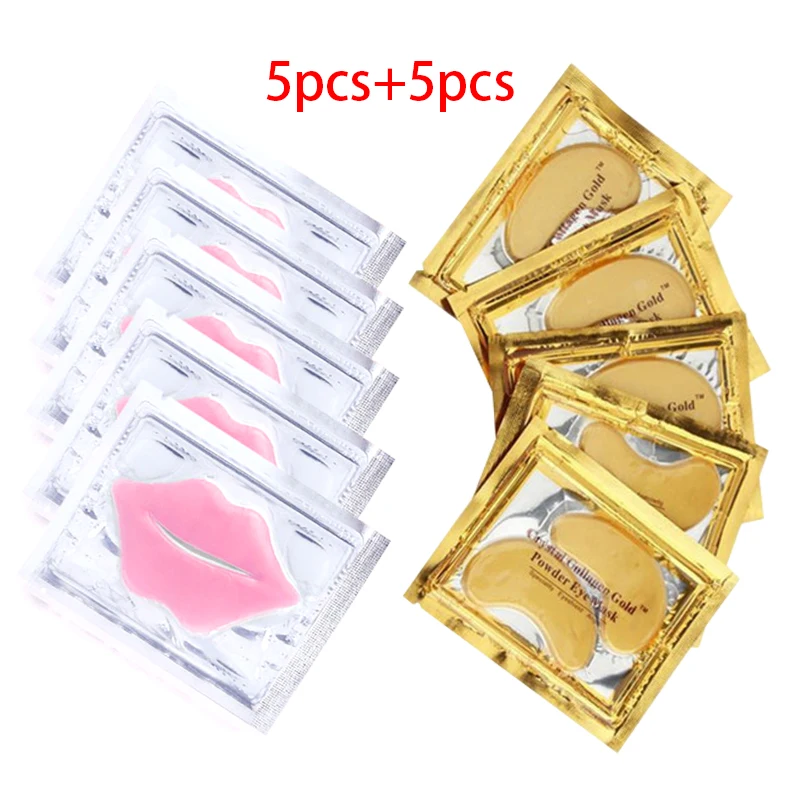 5 Pairs Collagen Gold Eye Mask Anti Dark Circles Wrinkle Eye Care and 5pcs Collagen Moisturing Nourishing Lip Mask Combination
5 Pairs Collagen Gold Eye Mask Anti Dark Circles Wrinkle Eye Care and 5pcs Collagen Moisturing Nourishing Lip Mask Combination