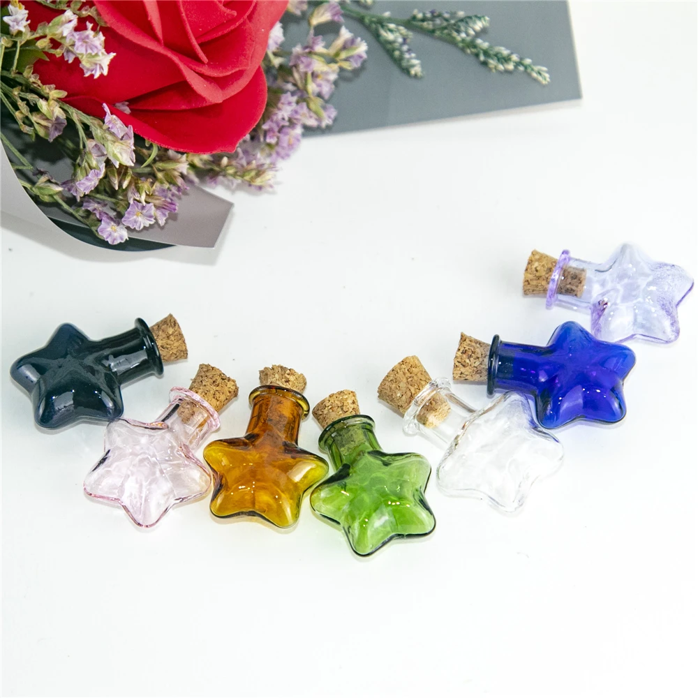 7Pcs 2cc of Small Pentagram Shapes Glass Ornaments with Different Colors Lovely DIY Gift Vials Travel Sub Bottle Trinket Pendant
7Pcs 2cc of Small Pentagram Shapes Glass Ornaments with Different Colors Lovely DIY Gift Vials Travel Sub Bottle Trinket Pendant