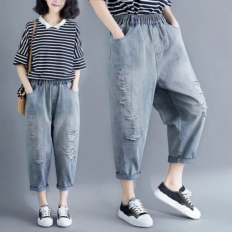 Summer New Korean Style Literary Denim Harem Pants Women's Thin Elastic Waist Casual Nine-point Pants High Waist Was Thin
Summer New Korean Style Literary Denim Harem Pants Women's Thin Elastic Waist Casual Nine-point Pants High Waist Was Thin