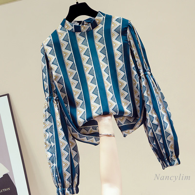 Stand-up Collar Lantern Sleeve Chiffon Shirt Women's Long Sleeve Top Spring Autumn Print Blouses Blusas
Stand-up Collar Lantern Sleeve Chiffon Shirt Women's Long Sleeve Top Spring Autumn Print Blouses Blusas