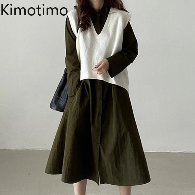 Kimotimo Women Dress Korean Chic Autumn Simplicity Bandage Single Breasted Large Swinging Mid-length Long Sleeve Solid Dresses
Kimotimo Women Dress Korean Chic Autumn Simplicity Bandage Single Breasted Large Swinging Mid-length Long Sleeve Solid Dresses