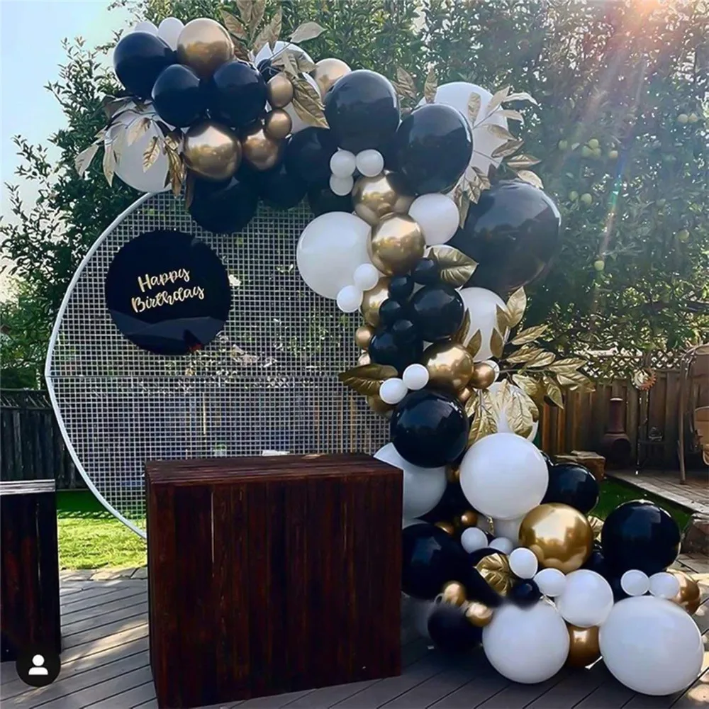136pcs Black White Gold Metallic Balloon Garland Arch Kit for Wedding Graduation Engagement Birthday and Picnic Party Decoration
136pcs Black White Gold Metallic Balloon Garland Arch Kit for Wedding Graduation Engagement Birthday and Picnic Party Decoration