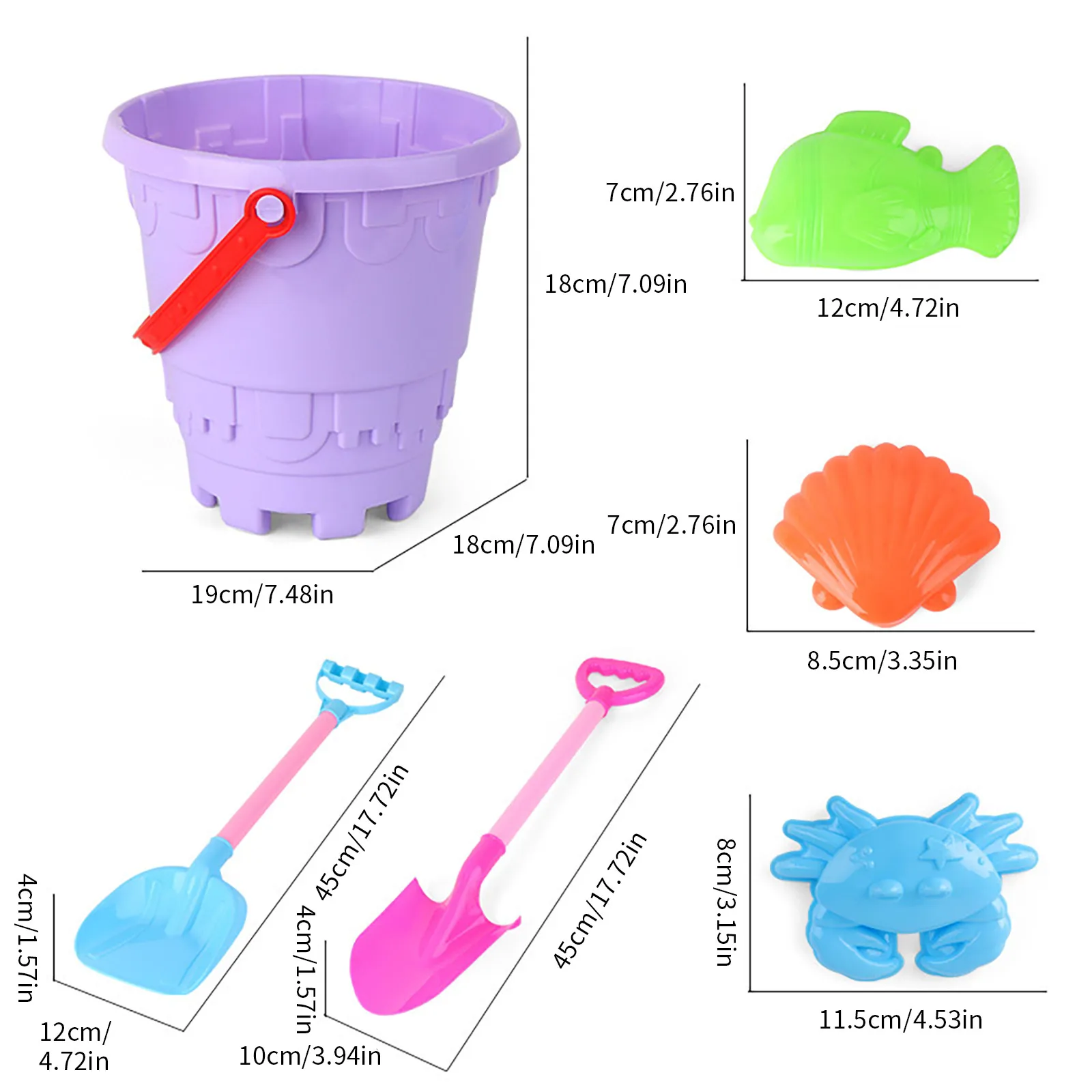 6Pcs Beach Sand Toys For Kids Includes Beach Violet Sand Bucket 2Pcs Shovel Sand Castle & Animal Molds Sandbox Toys Set
6Pcs Beach Sand Toys For Kids Includes Beach Violet Sand Bucket 2Pcs Shovel Sand Castle & Animal Molds Sandbox Toys Set