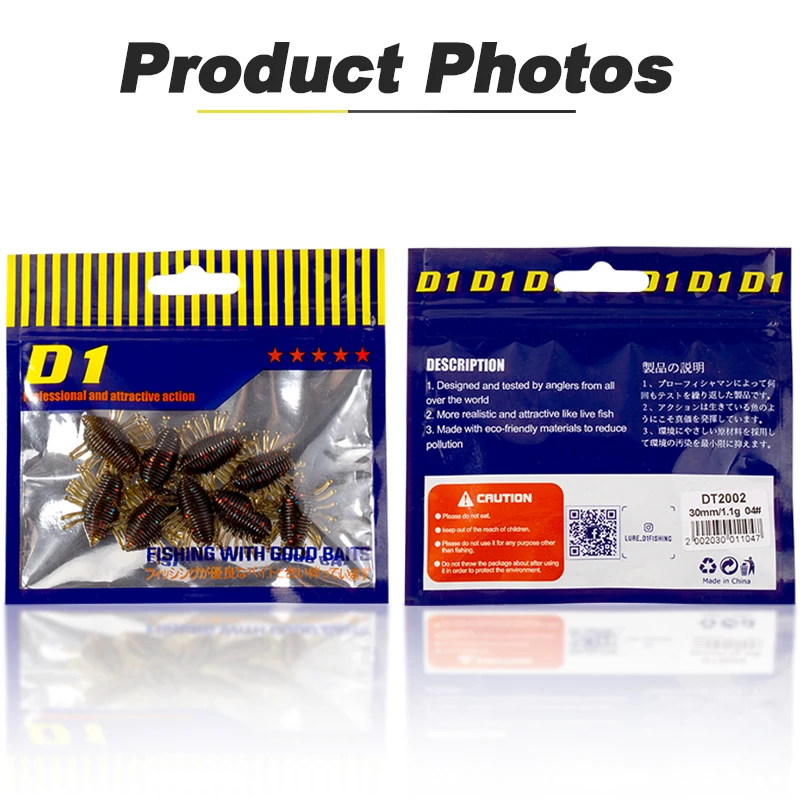 D1 larva worm 4 packs fishing soft lure Hollow body 30mm 1.1g 6 packs Silicone Swimbait for perch bass trout
D1 larva worm 4 packs fishing soft lure Hollow body 30mm 1.1g 6 packs Silicone Swimbait for perch bass trout