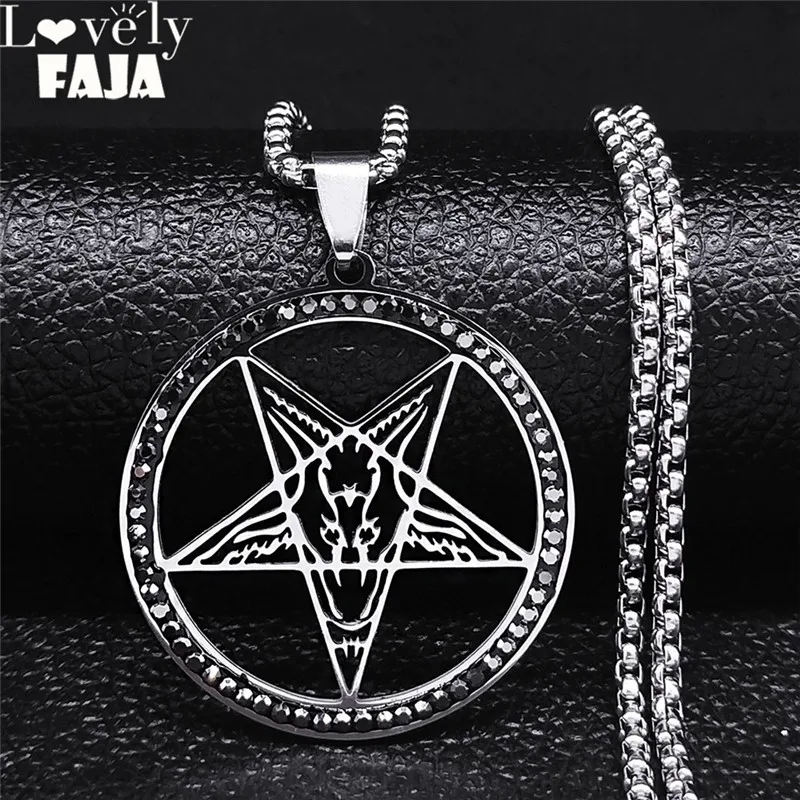 Large Talisman Baphomet Black Crystal Stainless Steel Necklace Men/Women Goat Jewerly Satanic PIN Lucifer Patch bijoux N4830S03
Large Talisman Baphomet Black Crystal Stainless Steel Necklace Men/Women Goat Jewerly Satanic PIN Lucifer Patch bijoux N4830S03