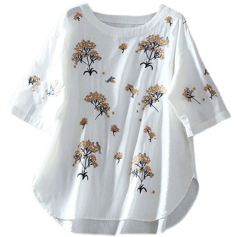 SuperAen 2021 Summer Loose Casual Big Size Pullover Linen Retro Embroidery Flower Korean Style Shirt Blouse Tops
SuperAen 2021 Summer Loose Casual Big Size Pullover Linen Retro Embroidery Flower Korean Style Shirt Blouse Tops