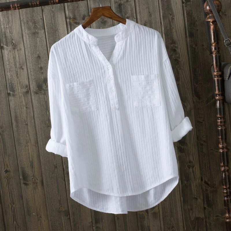 Women Spring Summer Style Cotton Blouses Shirts Lady Casual Long Sleeve V-neck Solid Striped Loose Blouses Women's Tops DF3482
Women Spring Summer Style Cotton Blouses Shirts Lady Casual Long Sleeve V-neck Solid Striped Loose Blouses Women's Tops DF3482