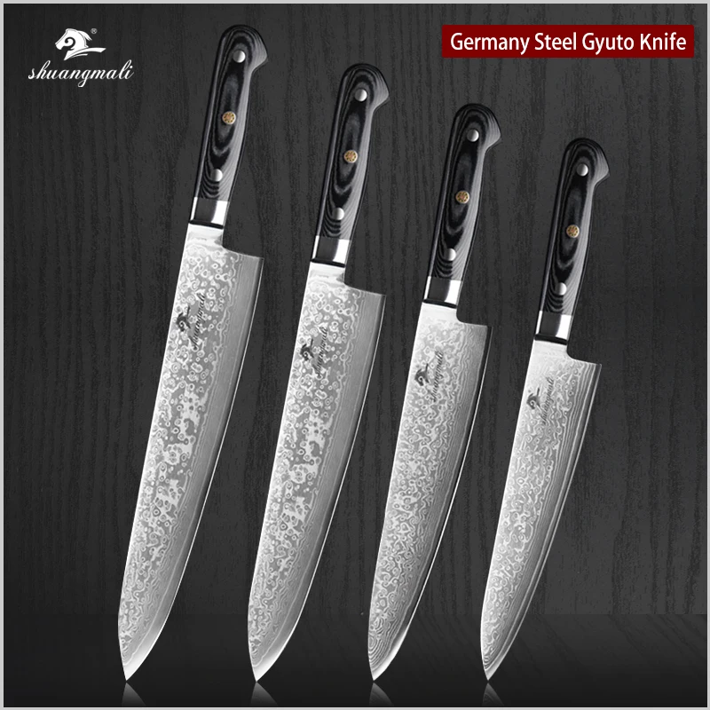 Shuangmali 4 размера кухонный нож VG10 Core дамасский узор Gyuto ножи шеф-повара для нарезки