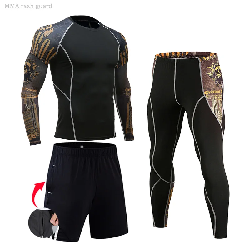 

Man Compression Sports suit Thermo underwear XXXXL Quick dry Men's Full Suit Tracksuit rashgarda MMA Sweat Quick dry Jogging