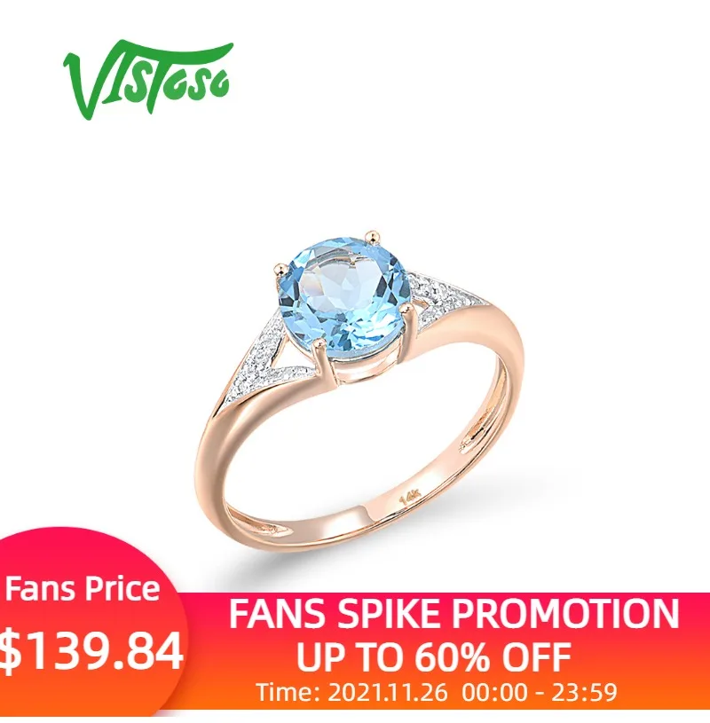 VISTOSO Genuine 14K 585 Rose Gold Rings For Women Sparkling Round Blue Topaz Diamond Solitaire Rings Simple Style Fine Jewelry
VISTOSO Genuine 14K 585 Rose Gold Rings For Women Sparkling Round Blue Topaz Diamond Solitaire Rings Simple Style Fine Jewelry