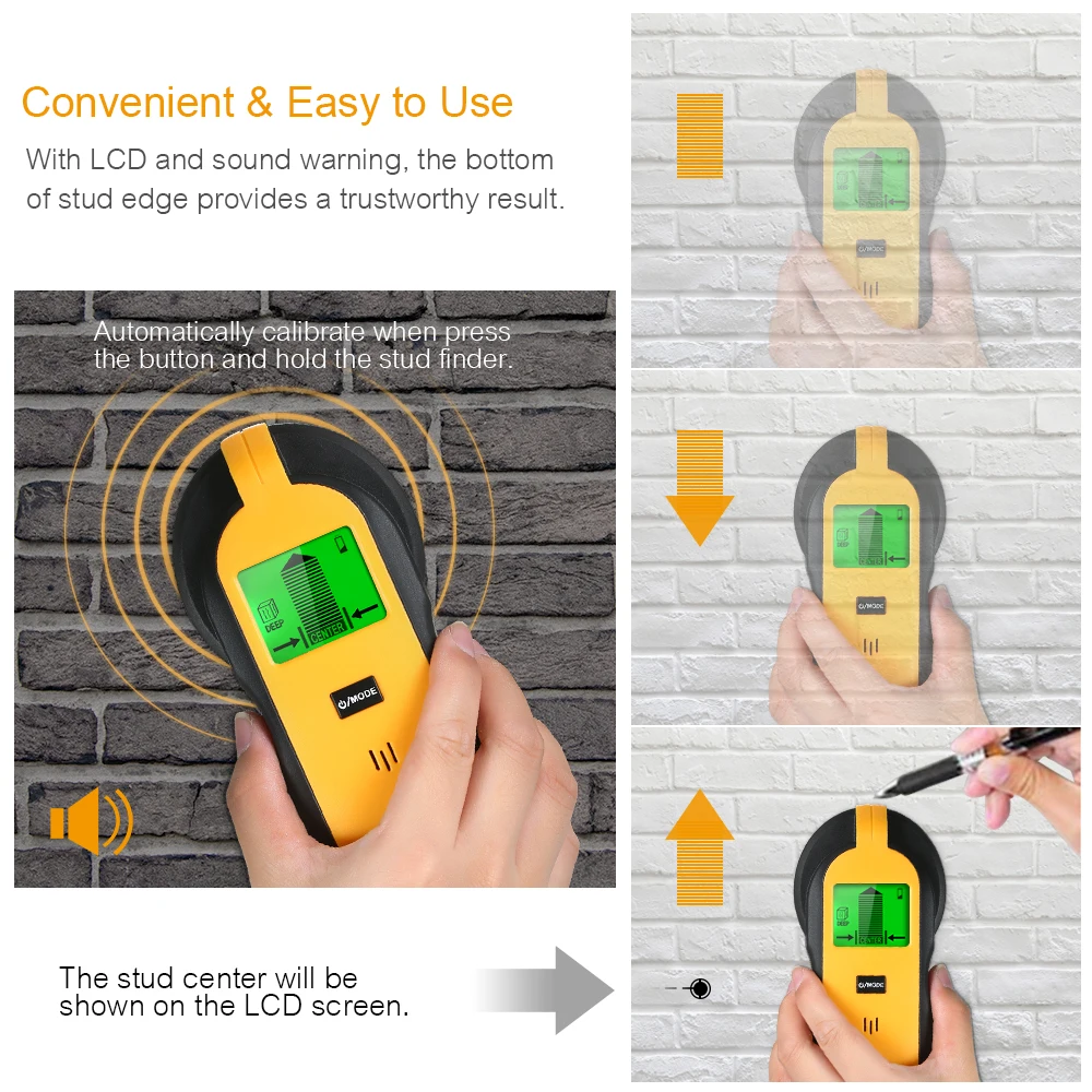 TH250 4 in 1 Wall Tester Stud Finder Sensor Scanner with LCD Display for Wood AC Wire Metal Studs Detection Detector | Инструменты
