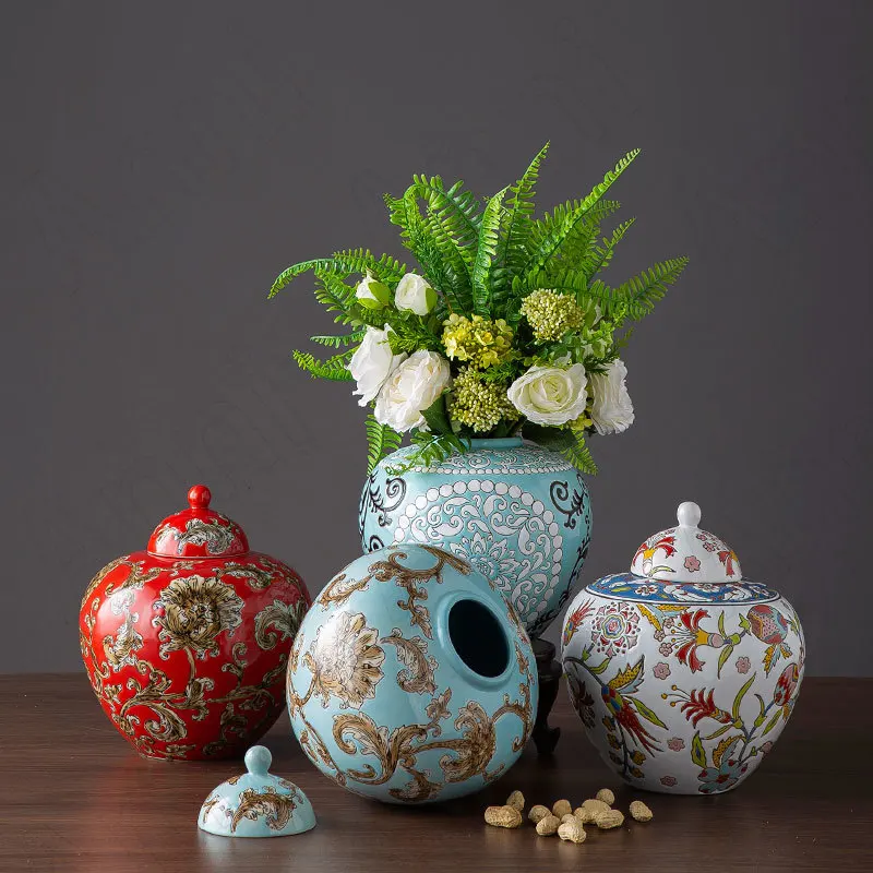 Relief Painted Flowers Ceramic Vase Chinese Vintage Carving Process Decal Flower Pots Decorative with Lid Nordic Decoration Home
Relief Painted Flowers Ceramic Vase Chinese Vintage Carving Process Decal Flower Pots Decorative with Lid Nordic Decoration Home