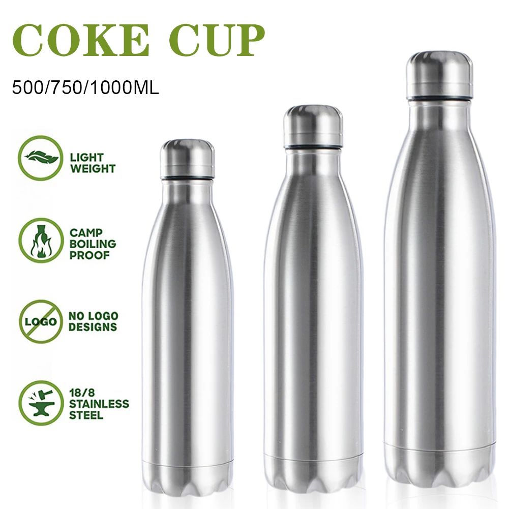 500/750/1000ml Portable Outdoor Water Bottle Food Grade Stainless Steel Single Wall Leakproof Vacuum Cup Hot Cold Water Bottle
500/750/1000ml Portable Outdoor Water Bottle Food Grade Stainless Steel Single Wall Leakproof Vacuum Cup Hot Cold Water Bottle