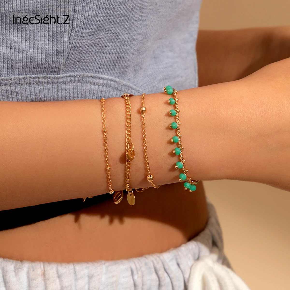IngeSight.Z 4Pcs/Set Green Color Bead Tassel Bracelets Small Round Sequins Pendant Wrist Chain Bracelets Bangles Female Jewelry
IngeSight.Z 4Pcs/Set Green Color Bead Tassel Bracelets Small Round Sequins Pendant Wrist Chain Bracelets Bangles Female Jewelry