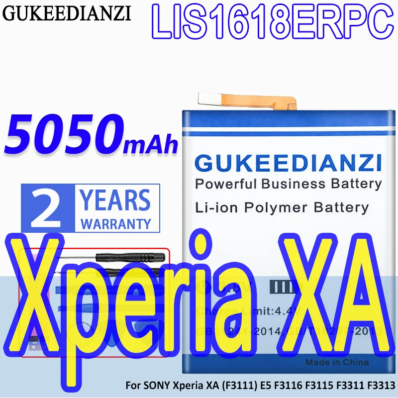 

High Capacity GUKEEDIANZI Battery LIS1618ERPC 5050mAh For SONY Xperia XA (F3111) E5 F3113 F3112 F3116 F3115 F3311 F3313 G3112 G3